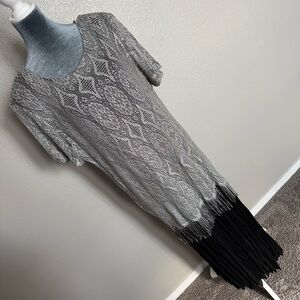 Sharade II Vintage 2 piece Semi Sheer Black Silver Dress Size 16